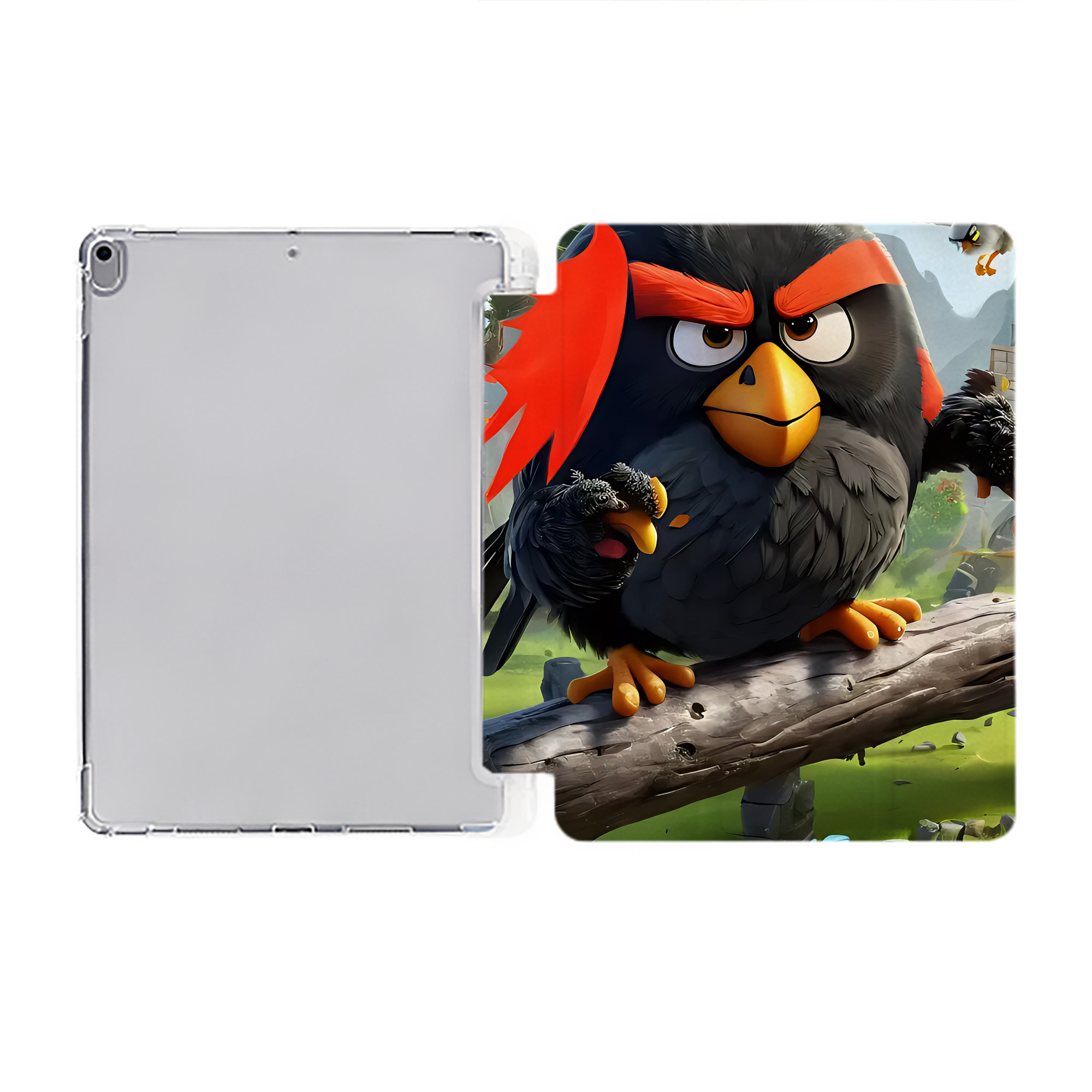 （画像用） Angry Birds アングリーバード IPad ケース ペン収納付き 三つ折りスタンド PUレザー×シリコン 対応機種9.5/10.5/10.9インチ